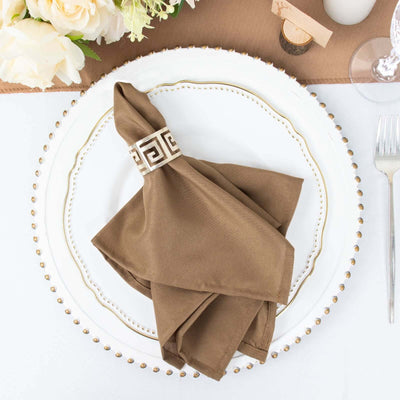 5 Pack Polyester 17’’x17’’ Napkins Taupe - Durable & Wrinkle Resistant Dinner Napkins - Napkins