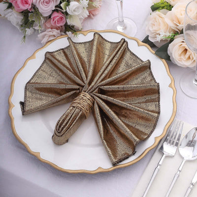 5 Pack Polyester 20’’x20’’ Napkins Antique Gold Shimmer Sequin Dots - Luminous Cloth Napkins - Napkins