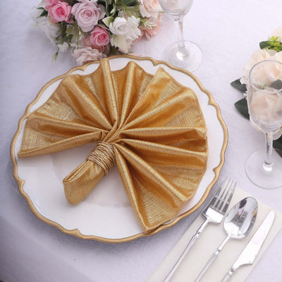 5 Pack Polyester 20’’x20’’ Napkins Gold Shimmer Sequin Dots - Luminous Cloth Napkins for Stylish Gatherings - Napkins