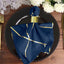 5 Pack Polyester 20"x20" Napkins Navy Blue with Gold Geometric Foil Pattern - Modern Reusable Dinner Napkins