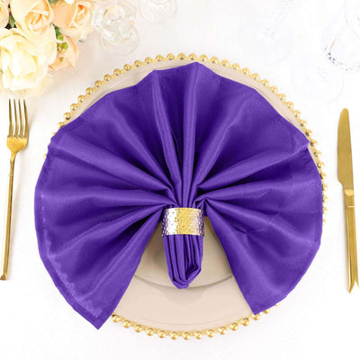 5 Pack Polyester 20"x20" Napkins Purple - Wrinkle Resistant & Easy Care Cloth Napkins
