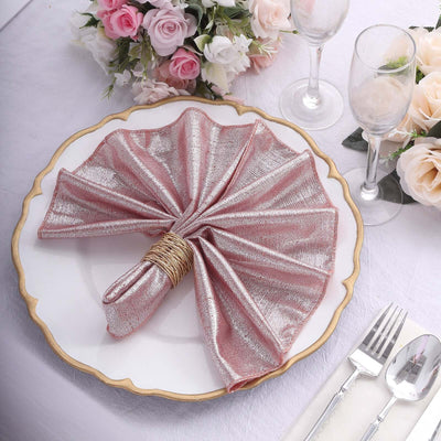 5 Pack Polyester 20’’x20’’ Napkins Rose Gold Shimmer Sequin Dots - Luminous Cloth Napkins - Napkins