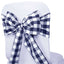 5 Pack Polyester Chair Sashes Navy Blue/White Buffalo Plaid - Durable & Reusable Chair Bows 6"x108"