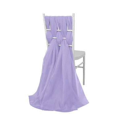 5 Pack Chiffon Chair Sashes Lavender Lilac - Soft & Lightweight Designer Chair Bows 22"x78"