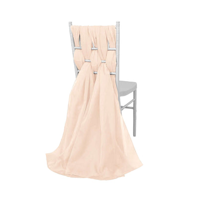 5 Pack Chiffon Chair Sashes Nude - Soft & Lightweight Designer Chair Bows 22"x78"
