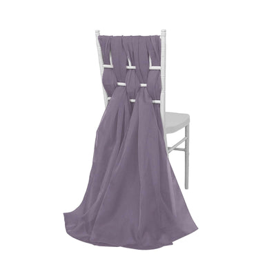 5 Pack Chiffon Chair Sashes Violet Amethyst - Soft & Lightweight Designer Chair Bows 22"x78"