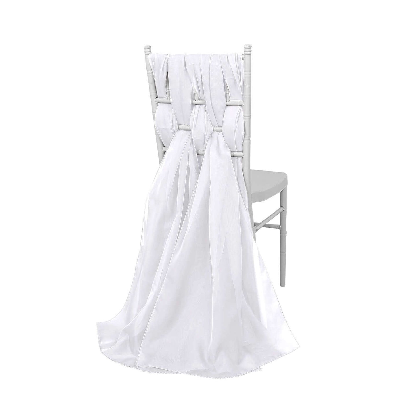 5 Pack Chiffon Chair Sashes White - Soft & Lightweight Designer Chair Bows for Stylish DIY Chair Accents 22"x78"