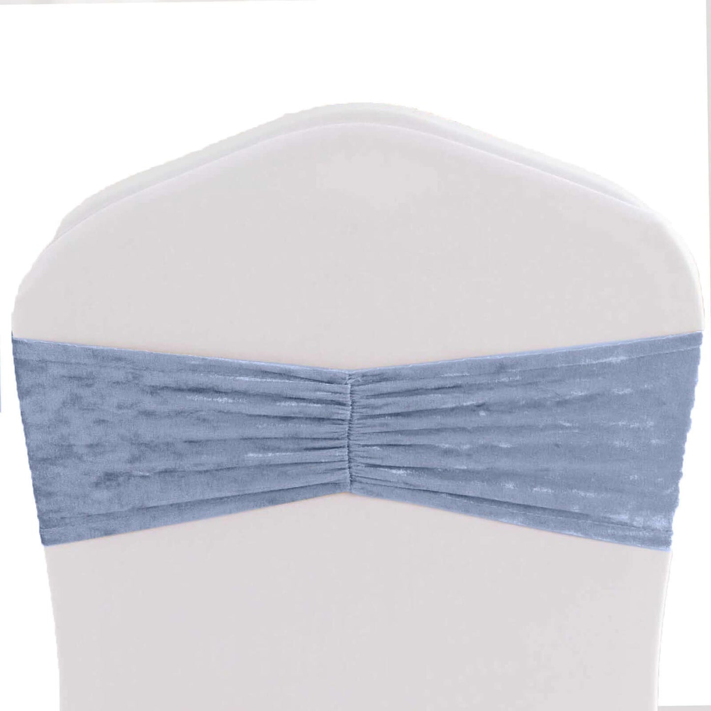 5 Pack Premium Crushed Velvet Chair Sashes Dusty Blue Ruffle Style - Textured Chair Bands for Stunning Event Decor