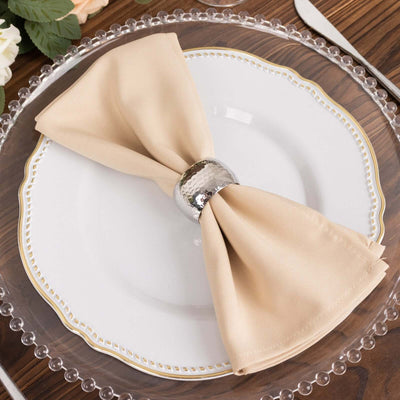 5 Pack Premium Polyester 20’’x20’’ Napkins Beige - Wrinkle-Resistant & Durable Dinner Napkins - Napkins