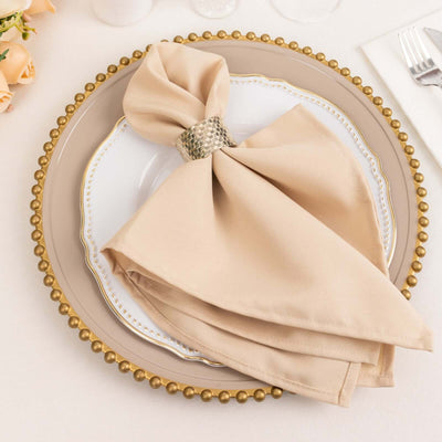 5 Pack Premium Polyester 20’’x20’’ Napkins Beige - Wrinkle-Resistant & Durable Dinner Napkins - Napkins