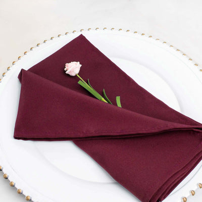 5 Pack Premium Polyester 20’’x20’’ Napkins Burgundy - Wrinkle-Resistant & Durable Dinner Napkins - Napkins