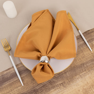 5 Pack Premium Polyester 20’’x20’’ Napkins Gold - Wrinkle-Resistant & Durable Dinner Napkins for Any Occasion - Napkins
