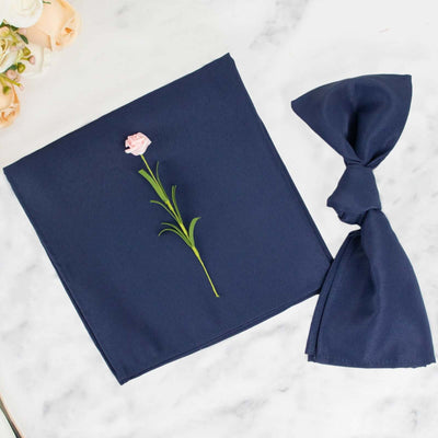 5 Pack Premium Polyester 20’’x20’’ Napkins Navy Blue - Wrinkle-Resistant & Durable Dinner Napkins - Napkins