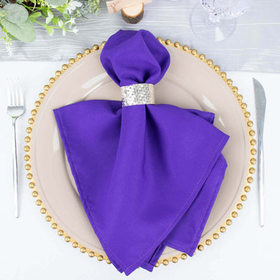 5 Pack Premium Polyester 20’’x20’’ Napkins Purple - Wrinkle-Resistant & Durable Dinner Napkins - Napkins