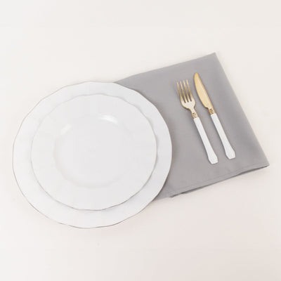 5 Pack Premium Polyester 20’’x20’’ Napkins Silver - Wrinkle-Resistant & Durable Dinner Napkins - Napkins