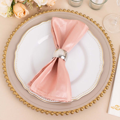 5 Pack Satin 20’’x20’’ Napkins Dusty Rose Glossy Stripes - Durable & Wrinkle-Free Cloth Napkins - Napkins