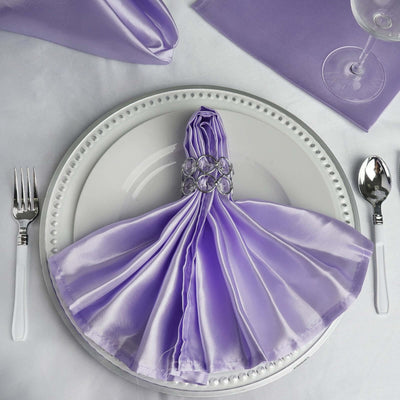 5 Pack Satin 20"x20" Napkins Lavender Lilac - Luxurious Shine & Smooth Dinner Napkins