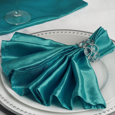 5 Pack Satin 20"x20" Napkins Turquoise - Luxurious Shine & Smooth Dinner Napkins