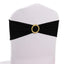 5 Pack Spandex Chair Sashes Black with Gold Rhinestone Buckles - Reusable Four-Way Stretch Sash Bands 5"x14"