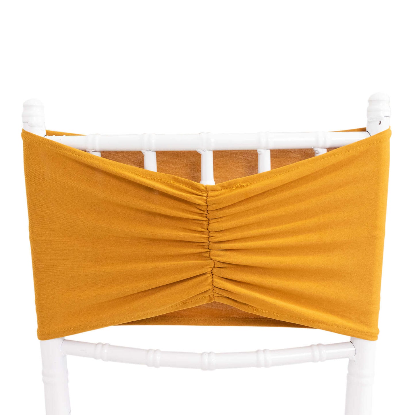 5 Pack Spandex Chair Sashes Gold Ruffled Style - Wide Easy to Use Stretch Chair Bands for Classy Wedding and Event Decor 8"x13"