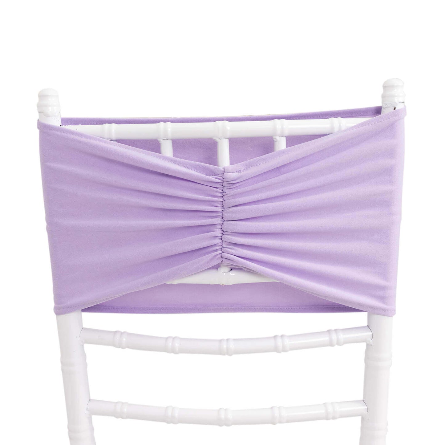 5 Pack Spandex Chair Sashes Lavender Lilac Ruffled Style - Wide Easy to Use Stretch Chair Bands 8"x13"