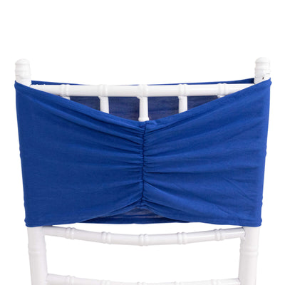 5 Pack Spandex Chair Sashes Royal Blue Ruffled Style - Wide Easy to Use Stretch Chair Bands 8’’x13’’ - Chair Sashes