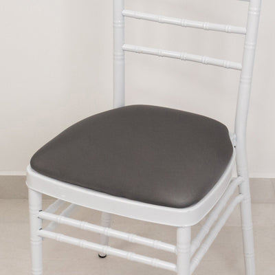 5 Pack Spandex Seat Pad Slipcovers for Chiavari Chairs Charcoal Gray - Washable Stretch Fitted Design for Dining Chairs