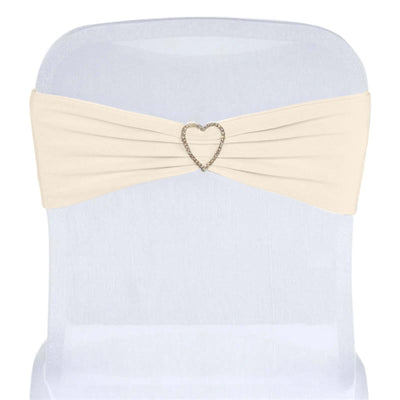 5 Pack Stretch Spandex Chair Sashes Beige - Fitted Finish Two Ply Heavy Duty Chair Bands 5"x12"