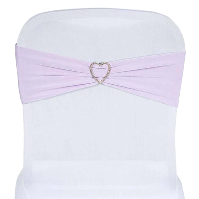 5 Pack Stretch Spandex Chair Sashes Lavender Lilac - Fitted Finish Two Ply Heavy Duty Chair Bands 5"x12"