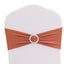 5 Pack Stretch Spandex Chair Sashes Terracotta (Rust) - Reusable Chair Bands with Silver Diamond Ring Slide Buckle 5"x14"