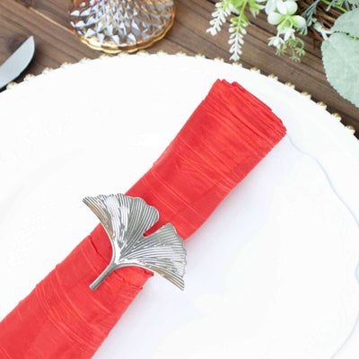 5 Pack Taffeta 20’’x20’’ Napkins Red - Accordion Crinkle Dinner Napkins - Napkins