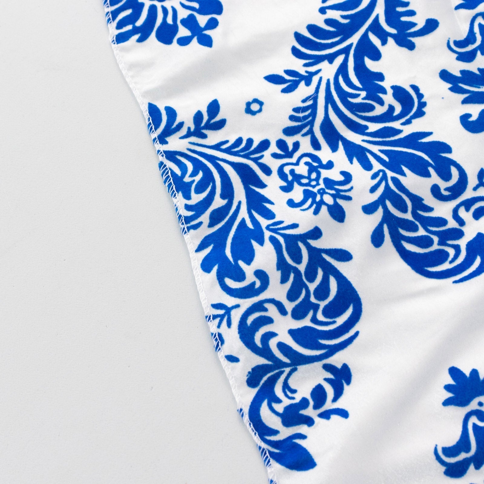 5 Pack Taffeta 20’’x20’’ Napkins Royal Blue/White Damask Flocking Design - Decorative Dinner Napkins - Napkins