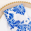 5 Pack Taffeta 20’’x20’’ Napkins Royal Blue/White Damask Flocking Design - Decorative Dinner Napkins - Napkins
