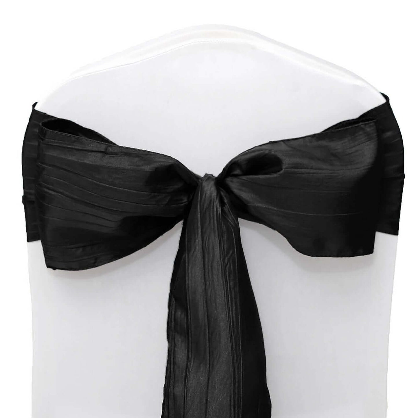 5 Pack Taffeta 6"x106" Chair Sashes Black Accordion Crinkle Texture - Stylish Decor for Weddings & Gatherings