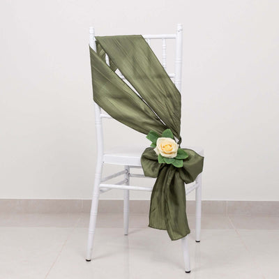 5 Pack Taffeta 6"x106" Chair Sashes Dusty Sage Green Accordion Crinkle Texture - Stylish Decor for Weddings & Gatherings