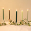 5-Pack Taper Candles Ribbed Wick Ribbon Wax Design Assorted Sage Green - Premium Unscented Dinner Candles 9"