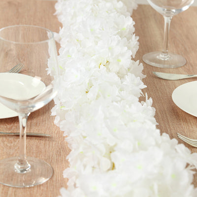 5 Pack White Artificial Cherry Blossom Floral Garland 6ft Silk Flower Hanging Vines - Flower Garlands