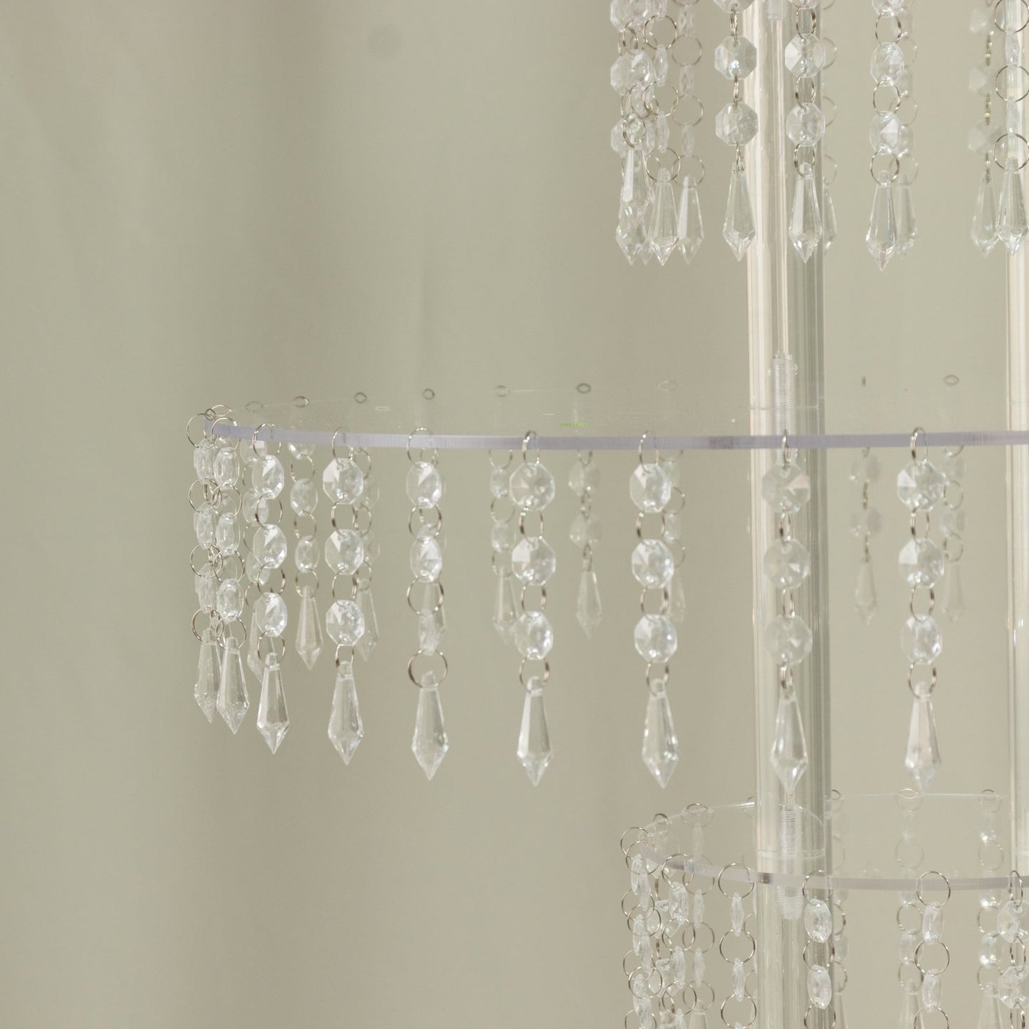 5-Tier Clear Acrylic Chandelier Flower Stand with Hanging Crystals â€“ 39’’ Tall Table Centerpiece Display Tower