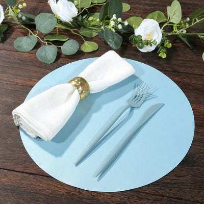 50 Pack 13’’ Round Disposable Paper Placemats â€“ Dusty Blue Cardboard Dining Table Mats 120 GSM - Placemat