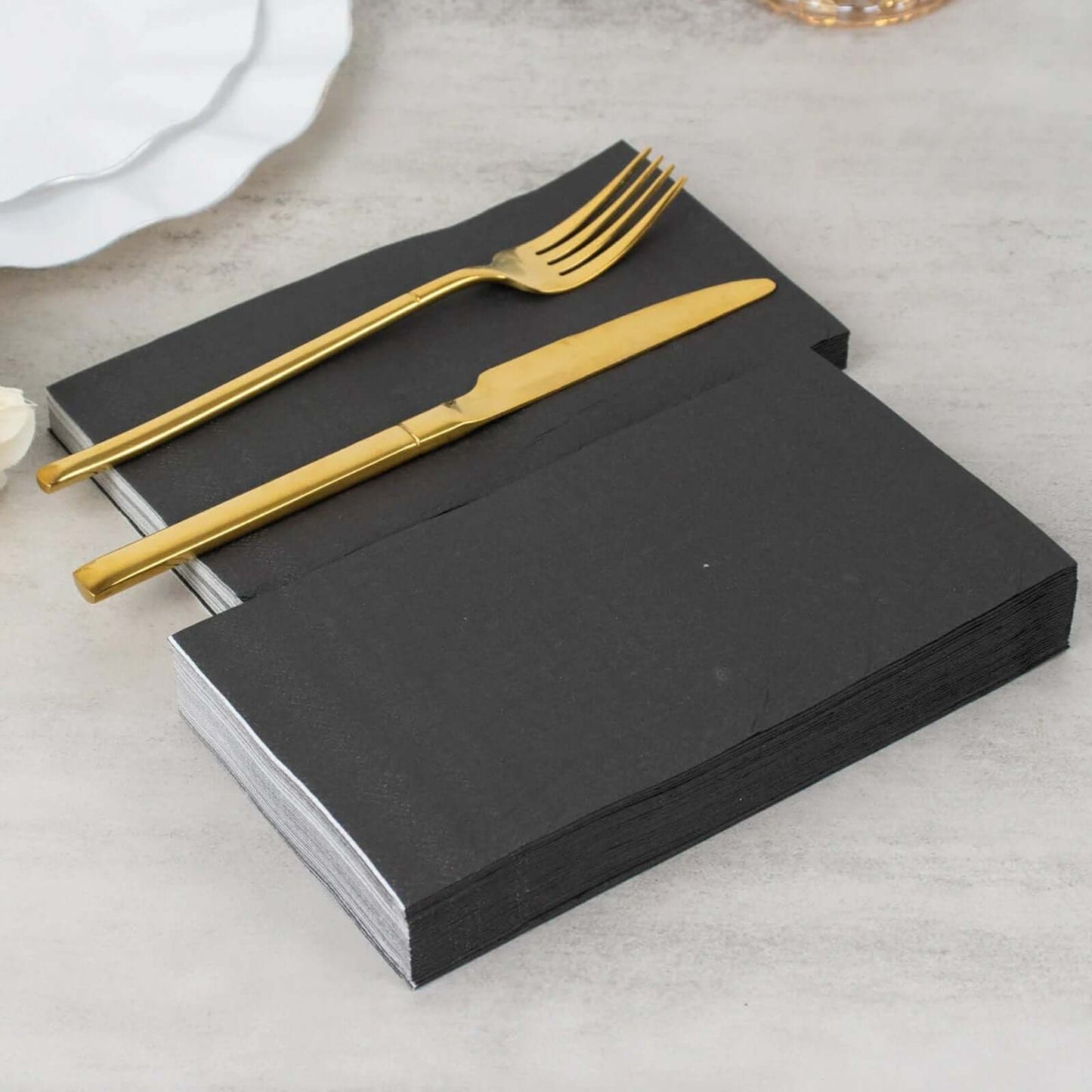 50-Pack Paper Napkins Black - Soft Disposable 2-Ply Dinner Napkins for Weddings