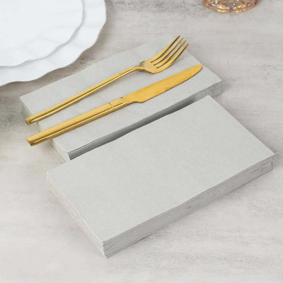 50-Pack Paper Napkins Silver - Soft Disposable 2-Ply Dinner Napkins for Weddings