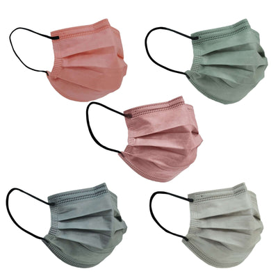 50 Pack 3 Ply Assorted Colors Disposable Face Mask Non Woven Mask with Ear Loop