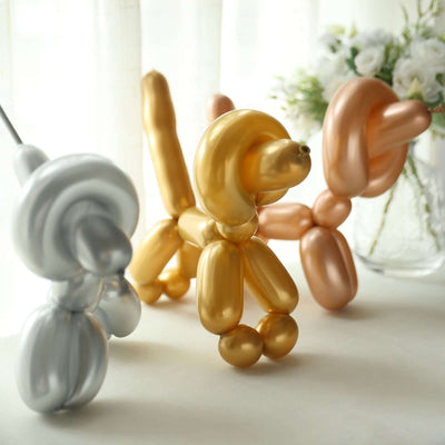 50 Pack Assorted Metallic Colors Long Latex Balloons For Twisting Magic, Animal Modelling Party Balloons