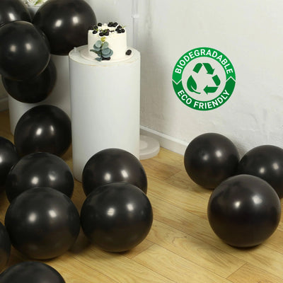50 Pack Black Biodegradable Balloons 12’’ Thickened Extra Strong Eco-friendly Latex Helium Party Balloons - Decorations