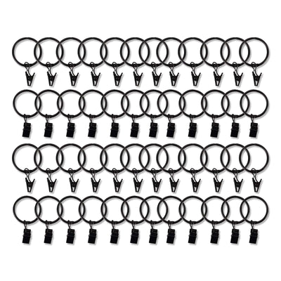 50 Pack Black Metal Openable Curtain Clip Rings, Heavy Duty Rustproof Drapery Backdrop Clip Hangers - 1.5"