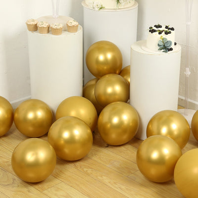 50 Pack Chrome Gold Biodegradable Latex Balloons 12’’ Thick Eco Friendly Metallic Party Balloons - Decorations