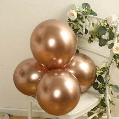 50 Pack Chrome Rose Gold Biodegradable Latex Balloons 12’’ Thick Eco Friendly Metallic Party Balloons - Decorations