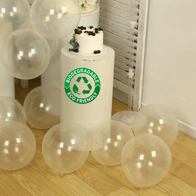 50 Pack Clear Biodegradable Balloons 12’’ Thickened Extra Strong Eco-friendly Latex Helium Party Balloons - Decorations