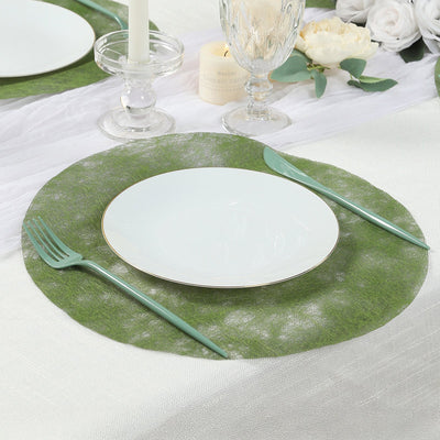50 Pack Disposable Olive Green Placemats 13’’ Non-Woven Mesh Fiber Round Table Mats for Dining & Events - Placemat
