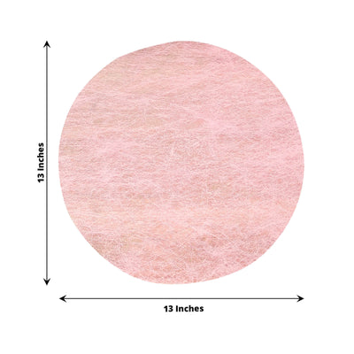 50 Pack Disposable Pink Placemats 13’’ Non-Woven Mesh Fiber Round Table Mats for Dining & Events - Placemat